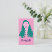 Visite Moderne Carte QR de Coiffure Turquoise Rose Design (Debout devant)