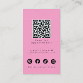 Visite Moderne Carte QR de Coiffure Turquoise Rose Design (Dos)