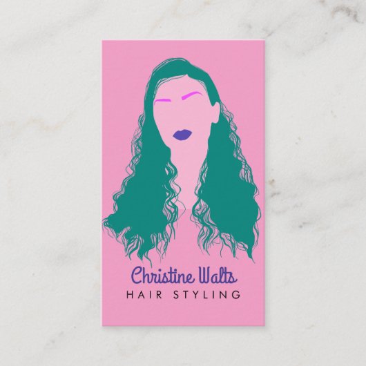 Visite Moderne Carte QR de Coiffure Turquoise Rose Design (Devant)