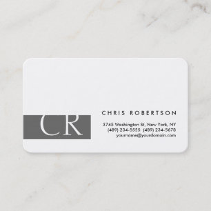 Visite Monogramme arrondi Corner gris blanc Carte de visi