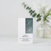 Visite Monogramme Blanc Ardoise foncée gris Carte de visi (Debout devant)