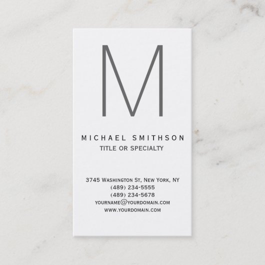 Visite Monogramme chaud tendance gris noir blanc Carte de (Devant)