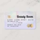 Visite monogramme de beauté holographique violet de carte (Devant)