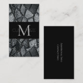 Visite Monogramme en verre de mosaïque gris foncé Carte d (Devant / Derrière)
