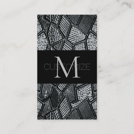 Visite Monogramme en verre de mosaïque gris foncé Carte d (Devant)