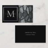 Visite Monogramme en verre de mosaïque gris foncé Carte d (Devant / Derrière)