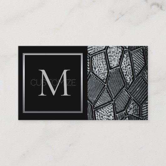 Visite Monogramme en verre de mosaïque gris foncé Carte d (Devant)