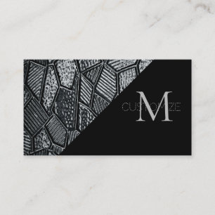 Visite Monogramme en verre de mosaïque gris foncé Carte d