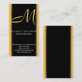 Visite Monogramme Gris Black Gold Consultant Carte de vis (Devant / Derrière)