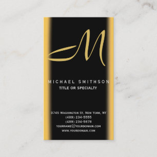 Visite Monogramme Gris Black Gold Consultant Carte de vis