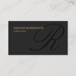 Visite Monogramme Gris Black Gold Consultant Carte de vis