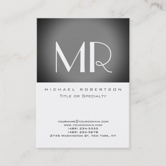 Visite Monogramme Gris Blanc Gris Gris Gris Carte de visi (Devant)