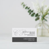 Visite Monogramme gris noir blanc Consultant Carte de vis (Debout devant)