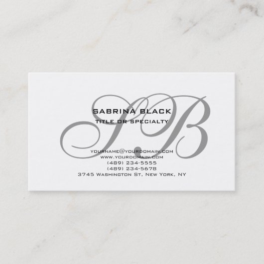 Visite Monogramme gris noir blanc Consultant Carte de vis (Devant)