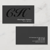 Visite Monogramme gris noir Taille standard Carte de visi (Devant / Derrière)