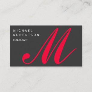 Visite Monogramme gris rouge Taille standard Carte de vis
