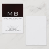 Visite Monogramme moderne blanc foncé rouge chic Carte de (Devant / Derrière)