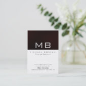 Visite Monogramme moderne blanc foncé rouge chic Carte de (Debout devant)