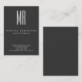 Visite Monogramme moderne tendance Gris Chubby Carte de v (Devant / Derrière)