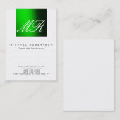 Visite Monogramme moderne vert blanc mignon Carte de visi (Devant / Derrière)