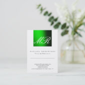 Visite Monogramme moderne vert blanc mignon Carte de visi (Debout devant)