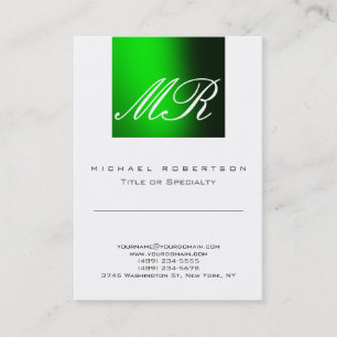 Visite Monogramme moderne vert blanc mignon Carte de visi