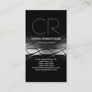 Visite Monogramme Noir Blanc Grey Consultant Carte de vis