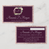 Visite Monogramme Rose de la carte de rendez-vous Marsala (Devant / Derrière)