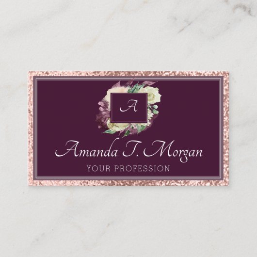 Visite Monogramme Rose de la carte de rendez-vous Marsala (Devant)