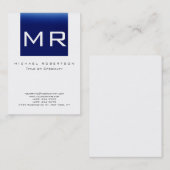 Visite Monogramme tendance Bleu rayé Propre Carte de visi (Devant / Derrière)
