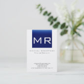 Visite Monogramme tendance Bleu rayé Propre Carte de visi (Debout devant)