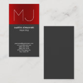 Visite Monogramme Vertical Elegant Rouge Grey Carte de vi (Devant / Derrière)
