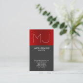 Visite Monogramme Vertical Elegant Rouge Grey Carte de vi (Debout devant)