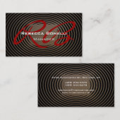 Visite Motif à vagues tendance Red Monogram Carte de visi (Devant / Derrière)