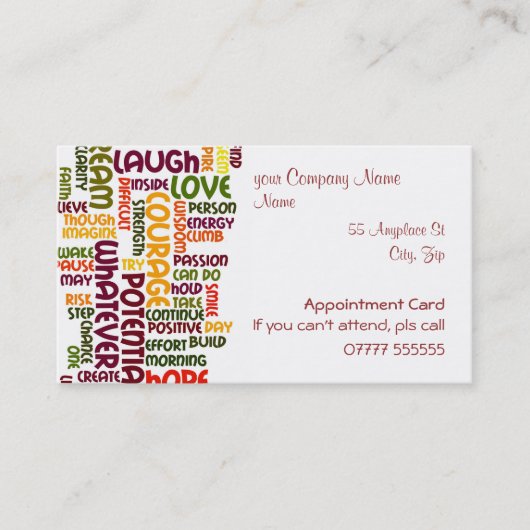 Visite Mots de motivation #1, carte de rendez-vous (Devant)