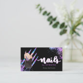 Visite Nail Tech Bold Holographic Your Logo Carte de visi (Debout devant)
