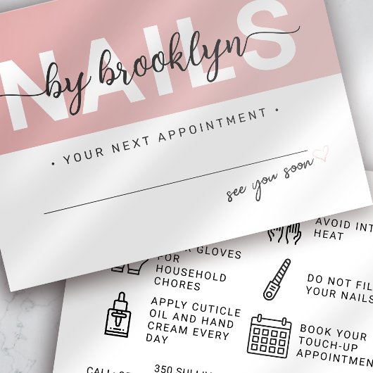 Visite Nail Tech Gel Polonais Aftercare Carte de rendez-v