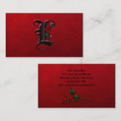 Visite Noir avec les roses rouges L initial carte de (Devant / Derrière)