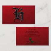 Visite Noir avec Roses Rouges initiales H Goth Carte de v (Devant / Derrière)
