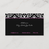 Visite Noir blanc damassé chaud coeur rose carte de visit (Dos)