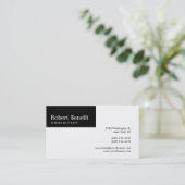 Visite Noir Blanc Plain Moderne Consultant Carte de visit (Debout devant)