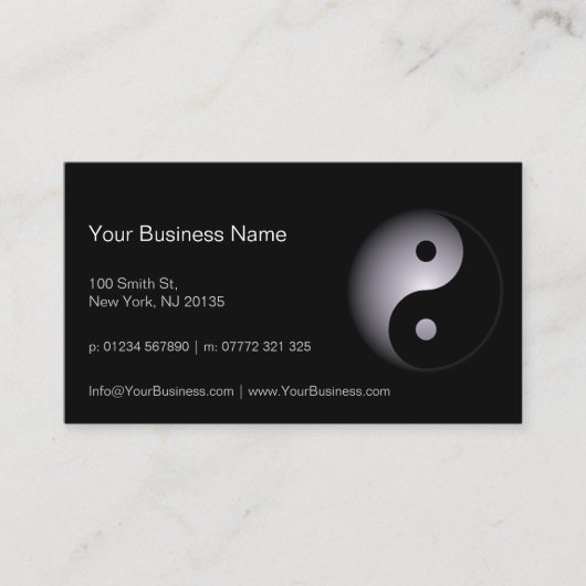 Visite Noir Blanc Yin Yang Professionnel - Carte de visit (Devant)