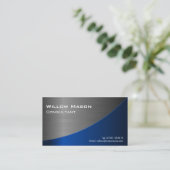 Visite Noir & Bleu Acier Inoxydable Courbé, Carte de visi (Debout devant)