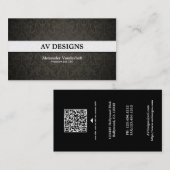 Visite Noir de la meilleure qualité de damassé et carte (Devant / Derrière)