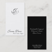 Visite Noir et blanc de monogramme de carte d'entreprise (Devant / Derrière)