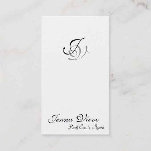 Visite Noir et blanc de monogramme de carte d'entreprise (Devant)