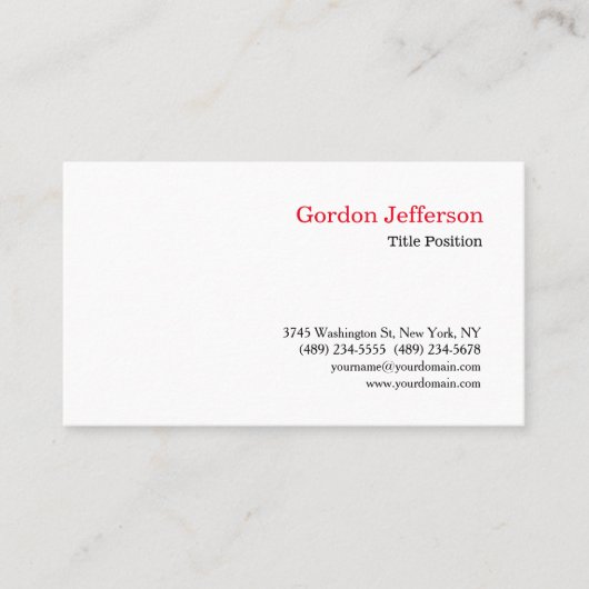 Visite Noir Rouge Blanc Professionnel Simple Carte de vis (Devant)