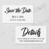 Visite Noir sur blanc Enregistrer la carte de détail Date (Devant / Derrière)