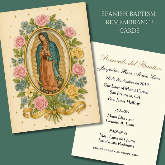 Visite Notre-Dame de Guadalupe Baptême Espagnol Carte Sai