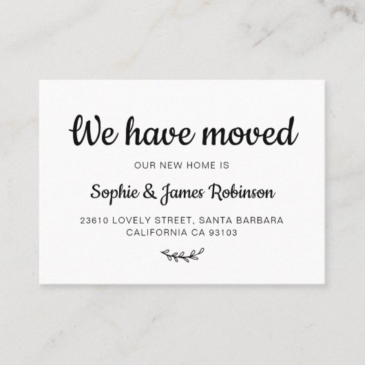 Visite Nous avons déplacé la carte d'insertion de déménag (Devant)